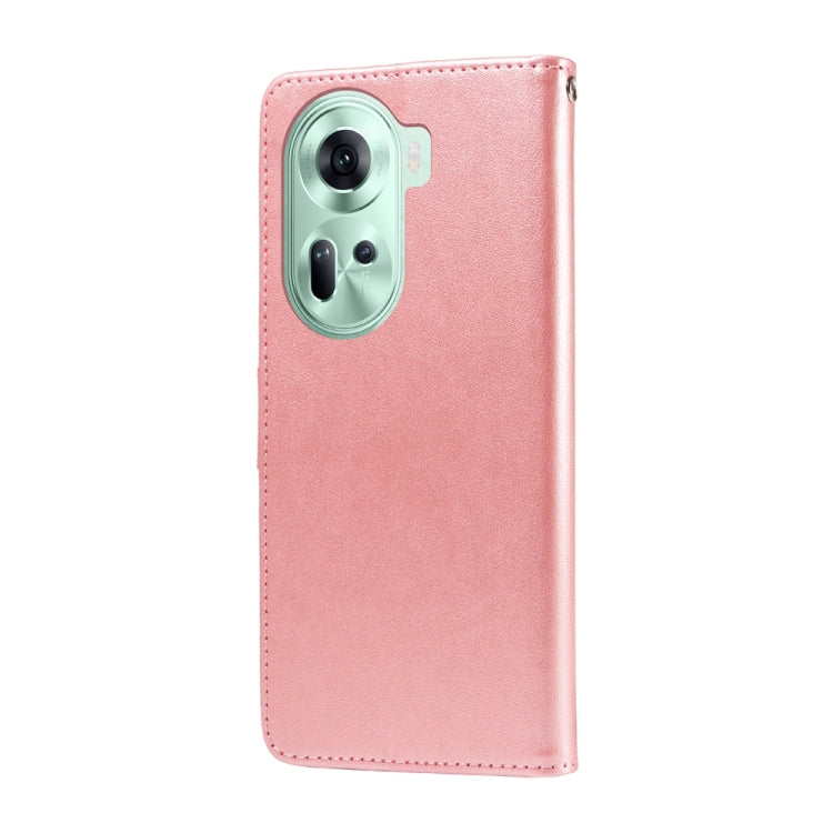 For OPPO Reno11 5G Global Embossed Butterfly Flowers Leather Phone Case
