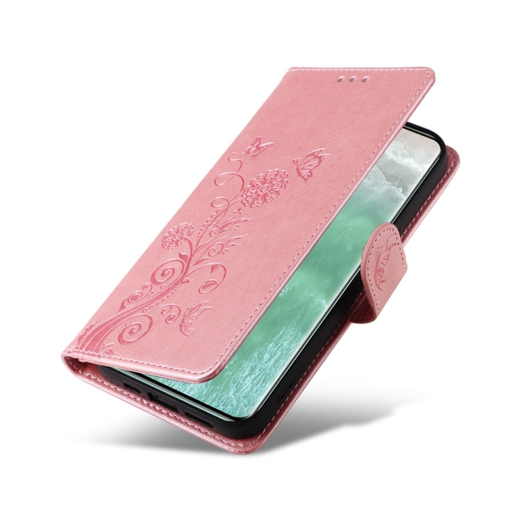 For OPPO Reno11 5G Global Embossed Butterfly Flowers Leather Phone Case