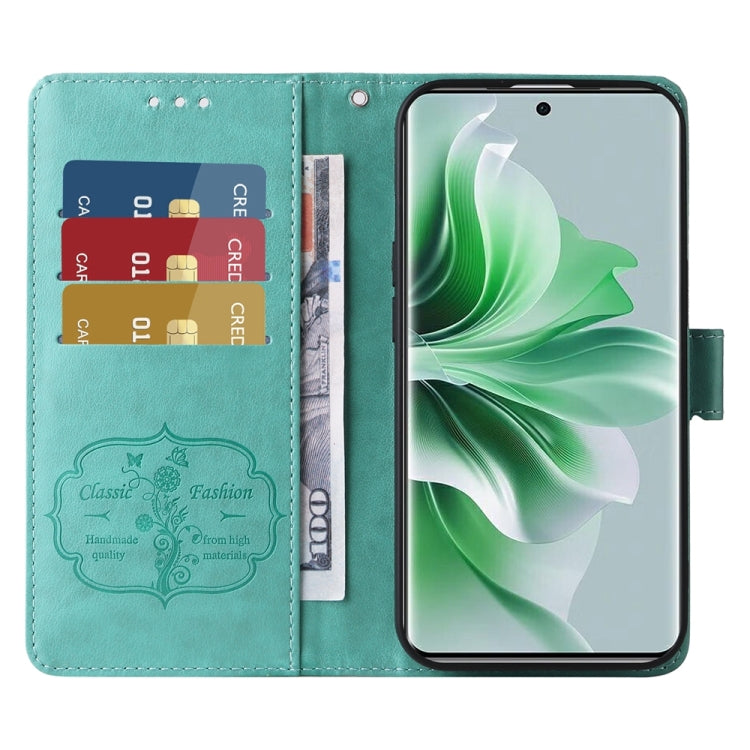 For OPPO Reno11 Pro Global Embossed Butterfly Flowers Leather Phone Case