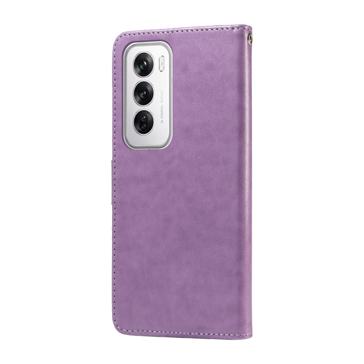 For OPPO Reno12 5G Global Embossed Butterfly Flowers Leather Phone Case