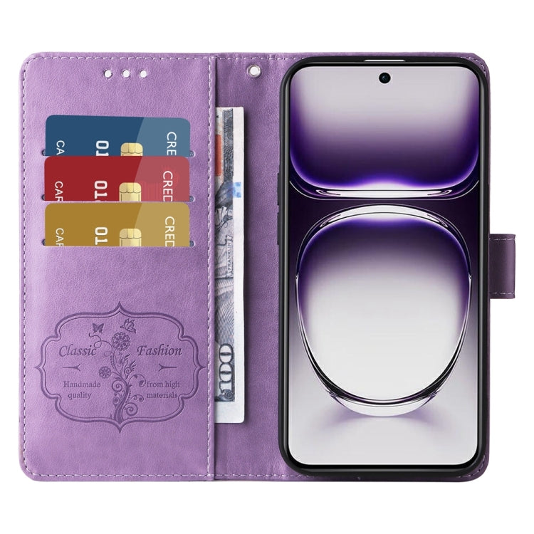 For OPPO Reno12 5G Global Embossed Butterfly Flowers Leather Phone Case