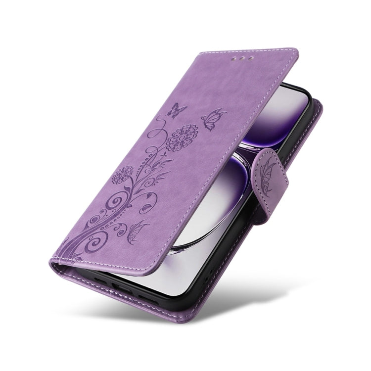 For OPPO Reno12 5G Global Embossed Butterfly Flowers Leather Phone Case