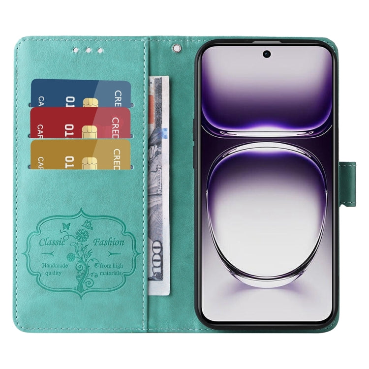 For OPPO Reno12 5G Global Embossed Butterfly Flowers Leather Phone Case