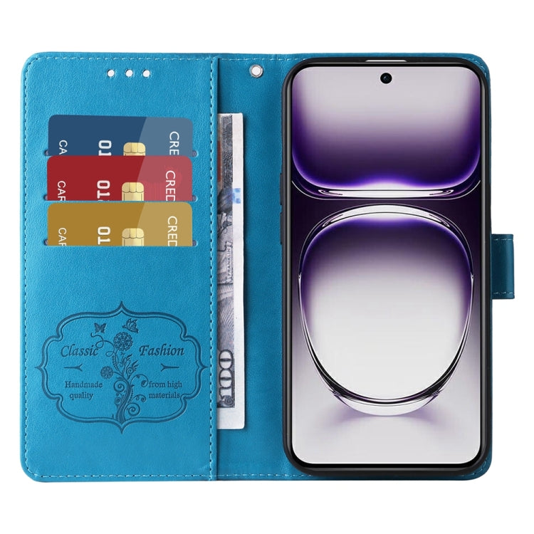 For OPPO Reno12 5G Global Embossed Butterfly Flowers Leather Phone Case