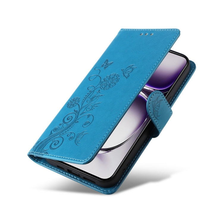 For OPPO Reno12 5G Global Embossed Butterfly Flowers Leather Phone Case