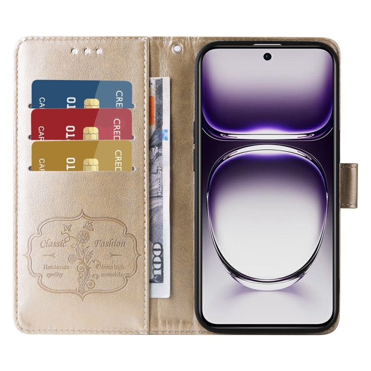 For OPPO Reno12 5G Global Embossed Butterfly Flowers Leather Phone Case
