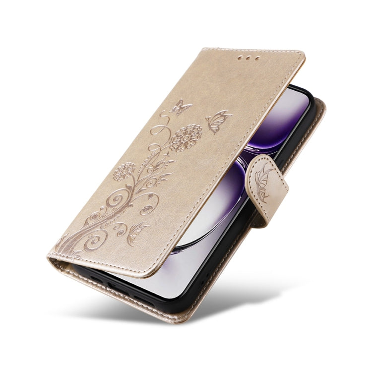 For OPPO Reno12 5G Global Embossed Butterfly Flowers Leather Phone Case