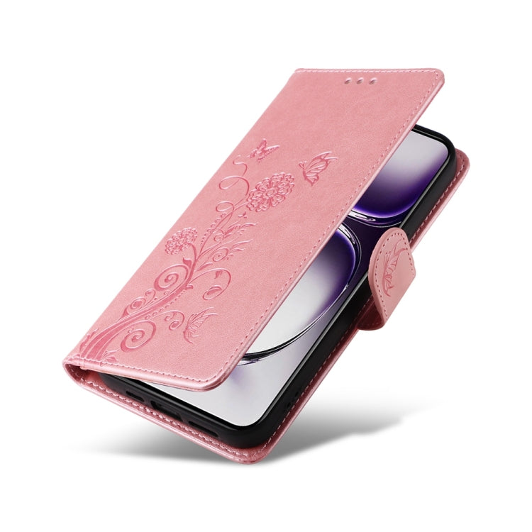 For OPPO Reno12 5G Global Embossed Butterfly Flowers Leather Phone Case