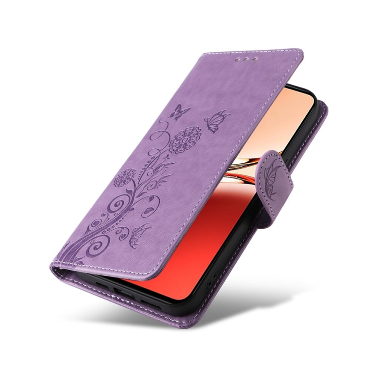 For OPPO Reno12 F 5G Global Embossed Butterfly Flowers Leather Phone Case