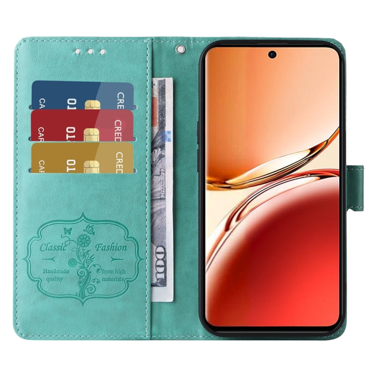 For OPPO Reno12 F 5G Global Embossed Butterfly Flowers Leather Phone Case