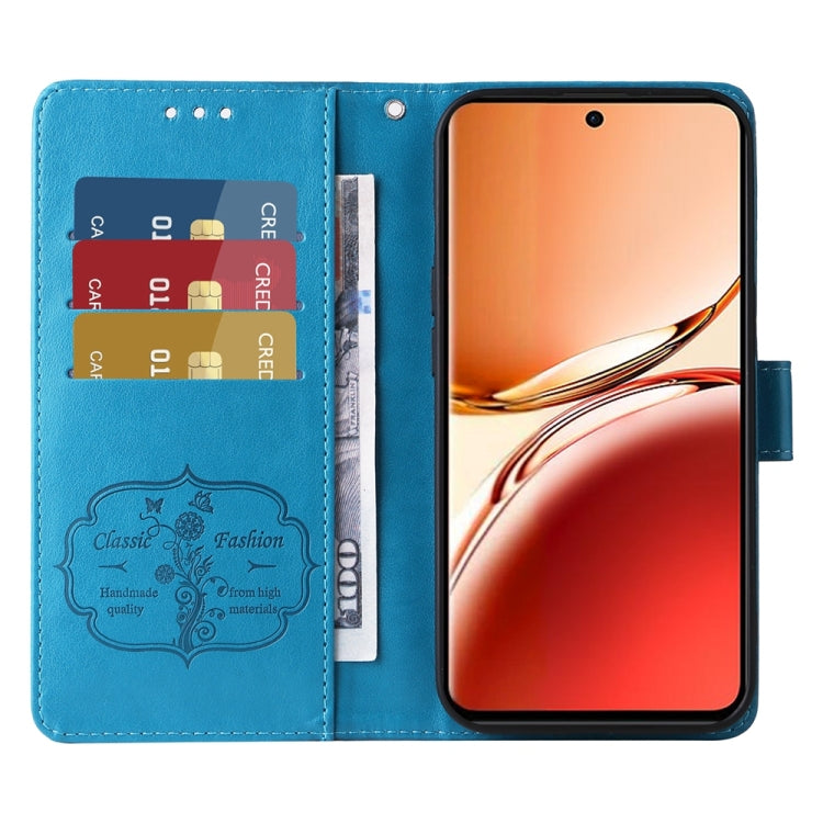 For OPPO Reno12 F 5G Global Embossed Butterfly Flowers Leather Phone Case
