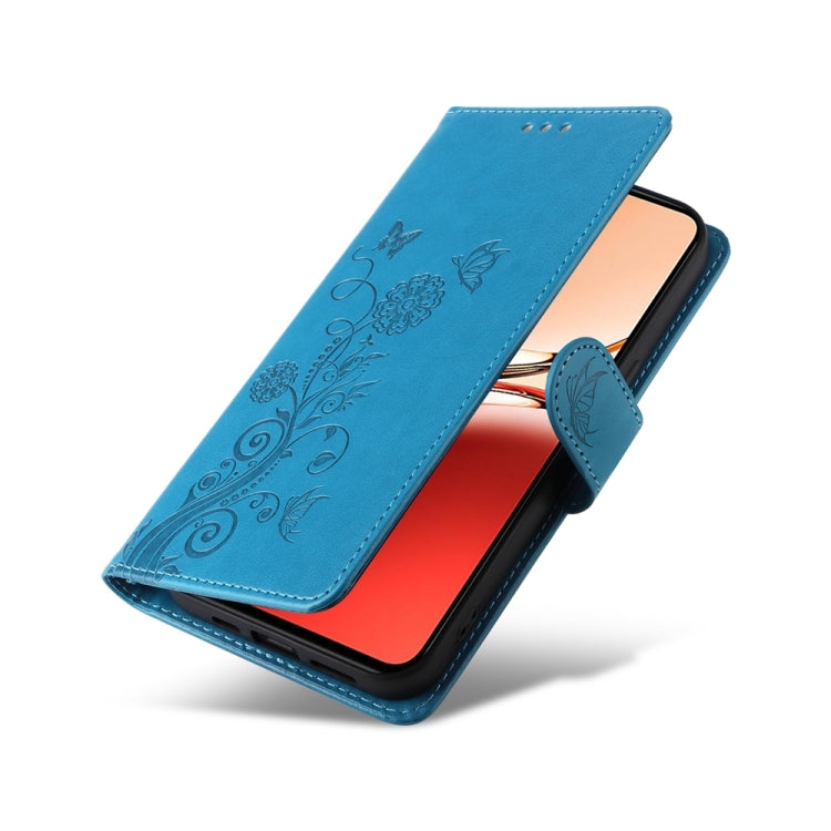 For OPPO Reno12 F 5G Global Embossed Butterfly Flowers Leather Phone Case