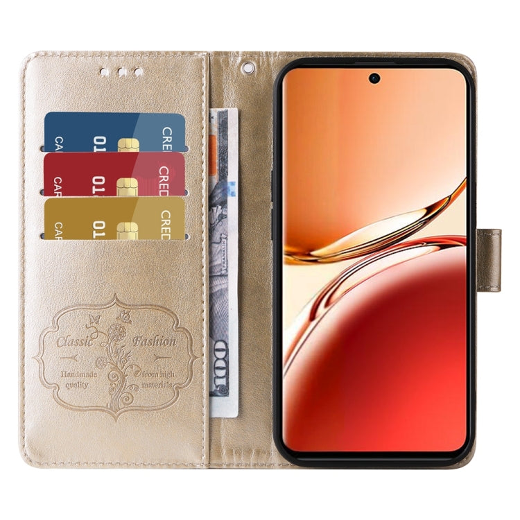 For OPPO Reno12 F 5G Global Embossed Butterfly Flowers Leather Phone Case