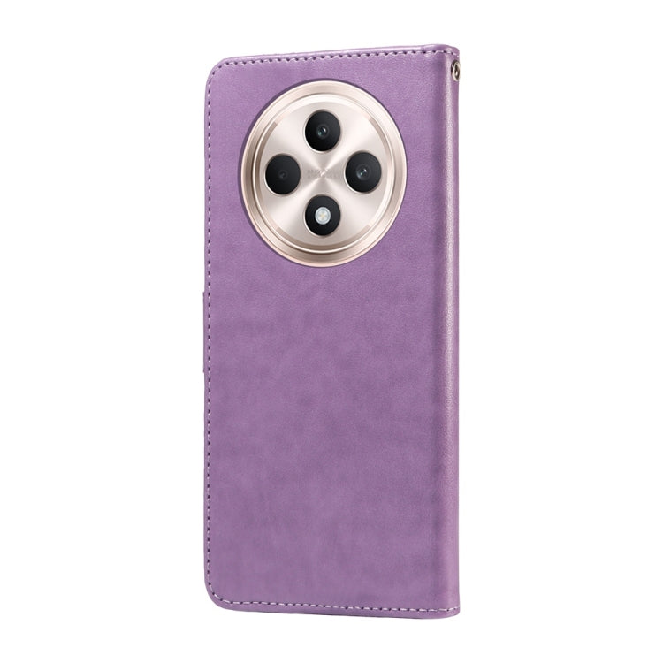 For OPPO Reno12 F 4G Embossed Butterfly Flowers Leather Phone Case