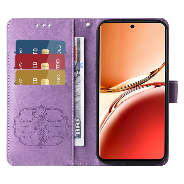 For OPPO Reno12 F 4G Embossed Butterfly Flowers Leather Phone Case