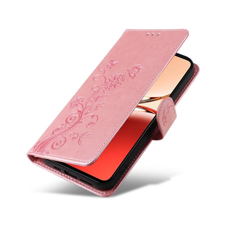 For OPPO Reno12 F 4G Embossed Butterfly Flowers Leather Phone Case