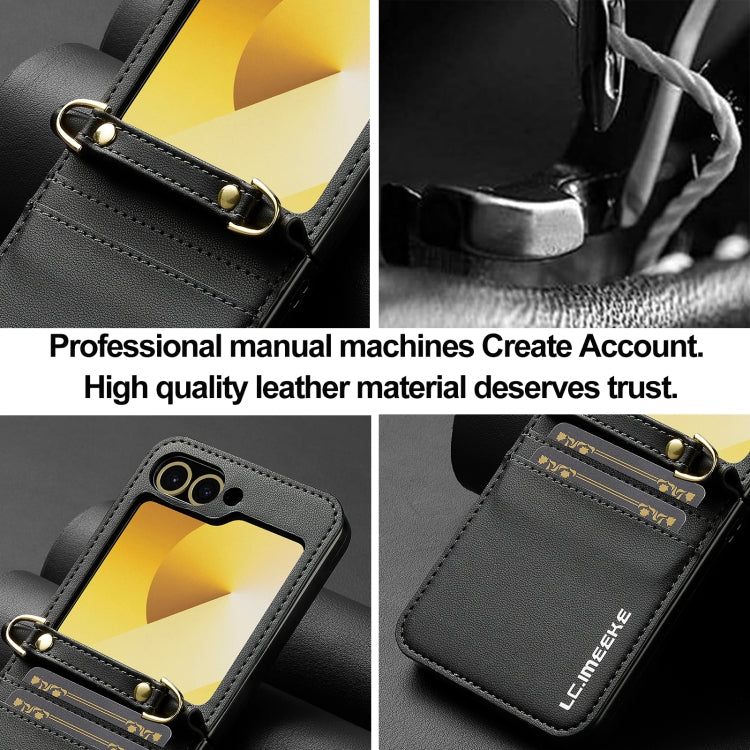 For Samsung Galaxy Z Flip6 LC.IMEEKE L1 Series Frosted Fine Texture PU Phone Case with Lanyard