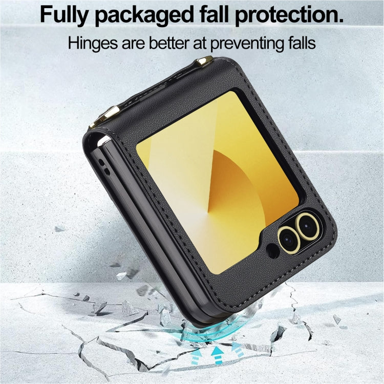 For Samsung Galaxy Z Flip6 LC.IMEEKE L1 Series Frosted Fine Texture PU Phone Case with Lanyard