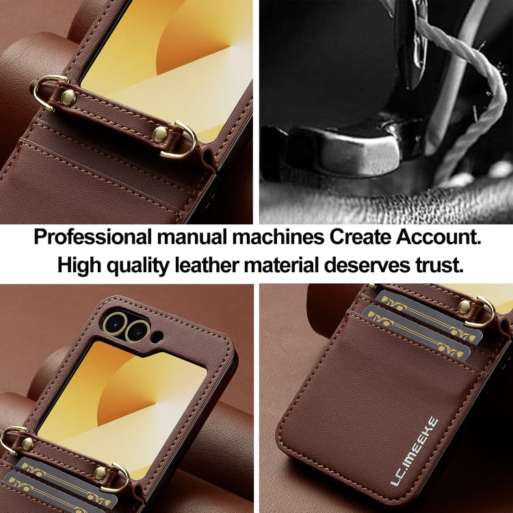For Samsung Galaxy Z Flip6 LC.IMEEKE L1 Series Frosted Fine Texture PU Phone Case with Lanyard