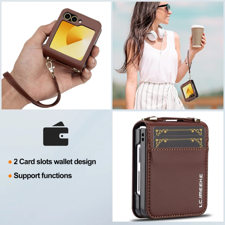 For Samsung Galaxy Z Flip6 LC.IMEEKE L1 Series Frosted Fine Texture PU Phone Case with Lanyard