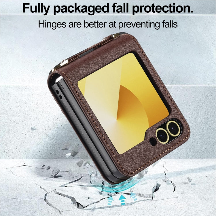 For Samsung Galaxy Z Flip6 LC.IMEEKE L1 Series Frosted Fine Texture PU Phone Case with Lanyard
