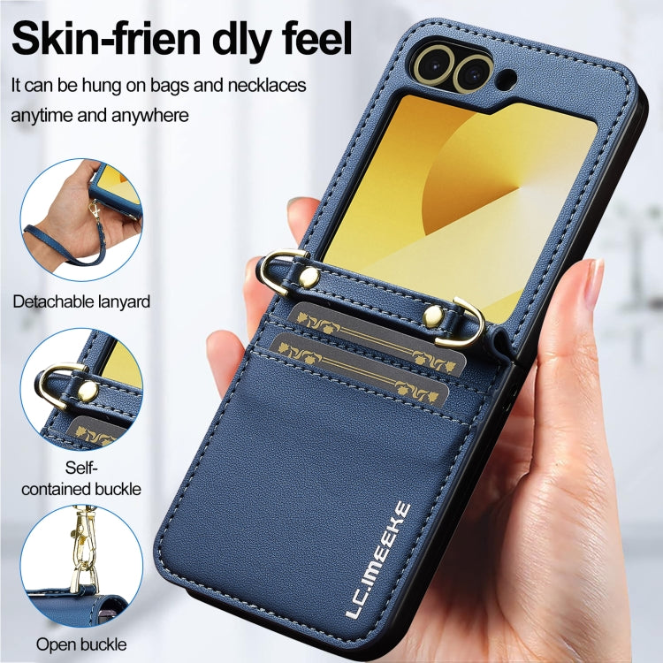 For Samsung Galaxy Z Flip6 LC.IMEEKE L1 Series Frosted Fine Texture PU Phone Case with Lanyard