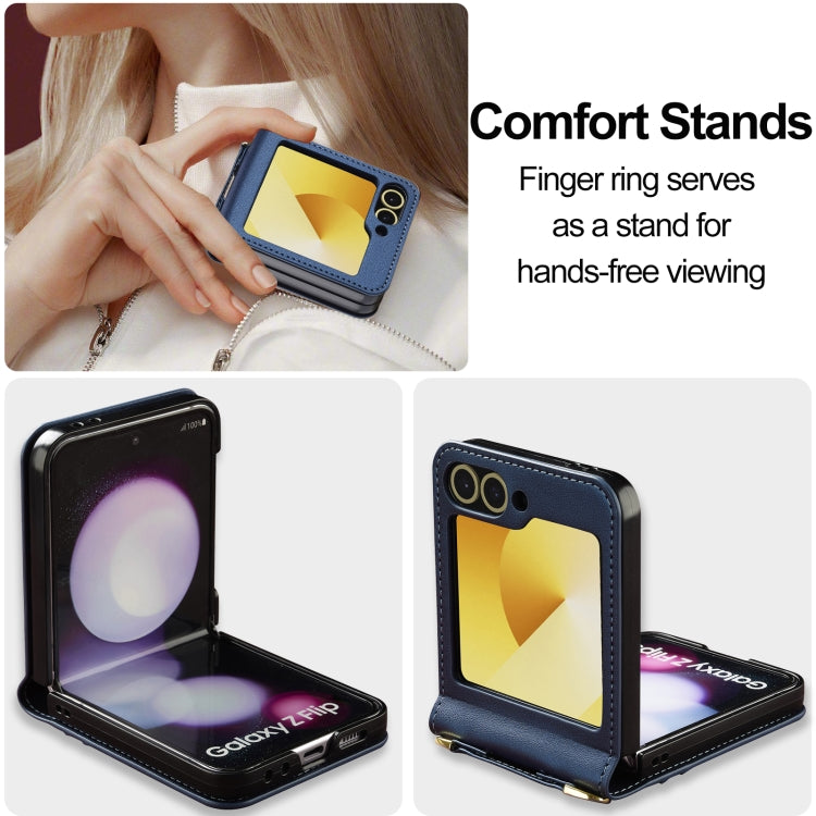 For Samsung Galaxy Z Flip6 LC.IMEEKE L1 Series Frosted Fine Texture PU Phone Case with Lanyard