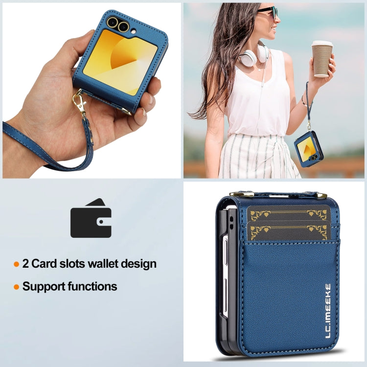 For Samsung Galaxy Z Flip6 LC.IMEEKE L1 Series Frosted Fine Texture PU Phone Case with Lanyard