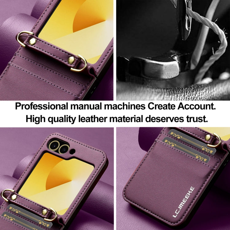 For Samsung Galaxy Z Flip6 LC.IMEEKE L1 Series Frosted Fine Texture PU Phone Case with Lanyard