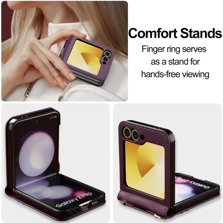 For Samsung Galaxy Z Flip6 LC.IMEEKE L1 Series Frosted Fine Texture PU Phone Case with Lanyard