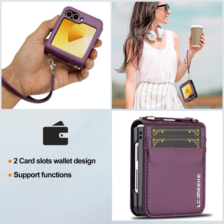 For Samsung Galaxy Z Flip6 LC.IMEEKE L1 Series Frosted Fine Texture PU Phone Case with Lanyard
