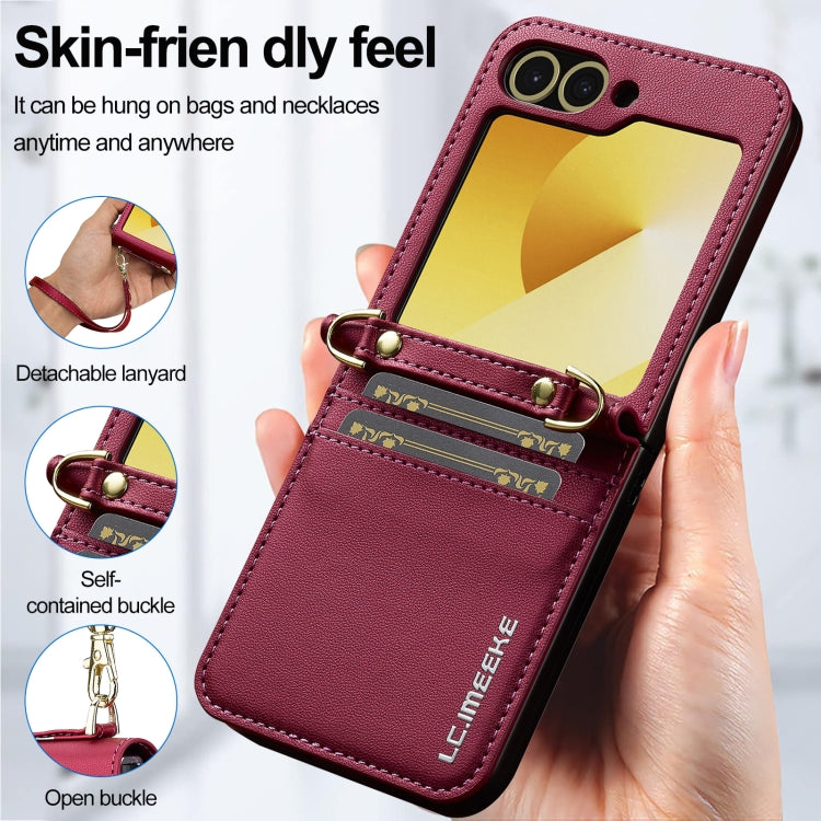 For Samsung Galaxy Z Flip6 LC.IMEEKE L1 Series Frosted Fine Texture PU Phone Case with Lanyard