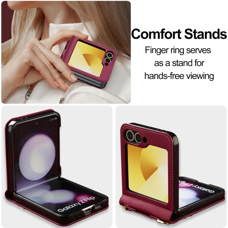 For Samsung Galaxy Z Flip6 LC.IMEEKE L1 Series Frosted Fine Texture PU Phone Case with Lanyard