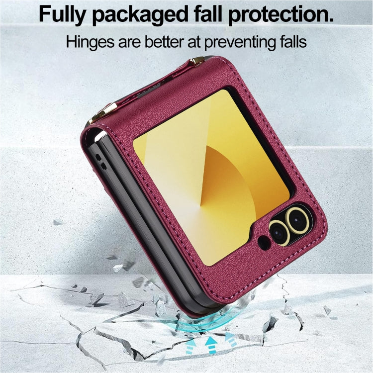 For Samsung Galaxy Z Flip6 LC.IMEEKE L1 Series Frosted Fine Texture PU Phone Case with Lanyard