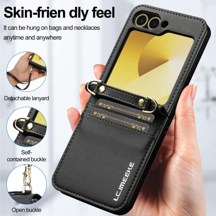For Samsung Galaxy Z Flip5 LC.IMEEKE L1 Series Frosted Fine Texture PU Phone Case with Lanyard