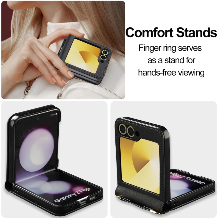 For Samsung Galaxy Z Flip5 LC.IMEEKE L1 Series Frosted Fine Texture PU Phone Case with Lanyard