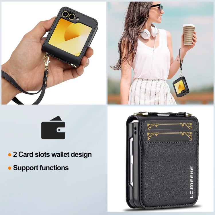 For Samsung Galaxy Z Flip5 LC.IMEEKE L1 Series Frosted Fine Texture PU Phone Case with Lanyard