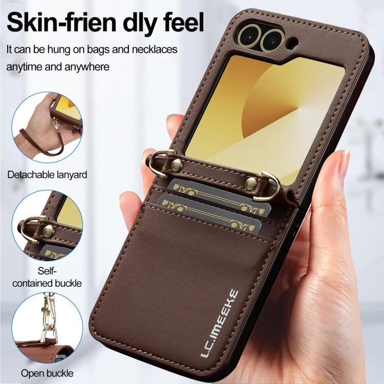 For Samsung Galaxy Z Flip5 LC.IMEEKE L1 Series Frosted Fine Texture PU Phone Case with Lanyard