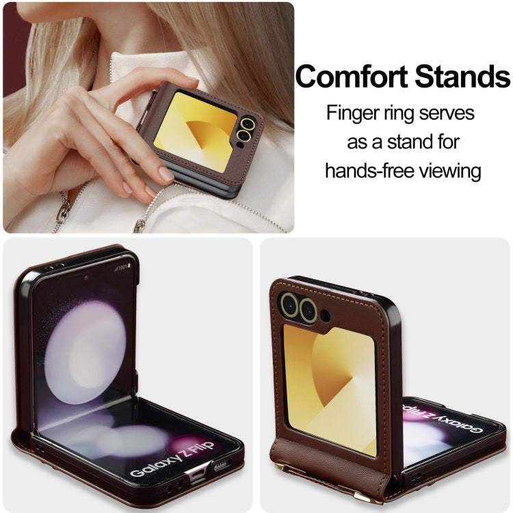 For Samsung Galaxy Z Flip5 LC.IMEEKE L1 Series Frosted Fine Texture PU Phone Case with Lanyard