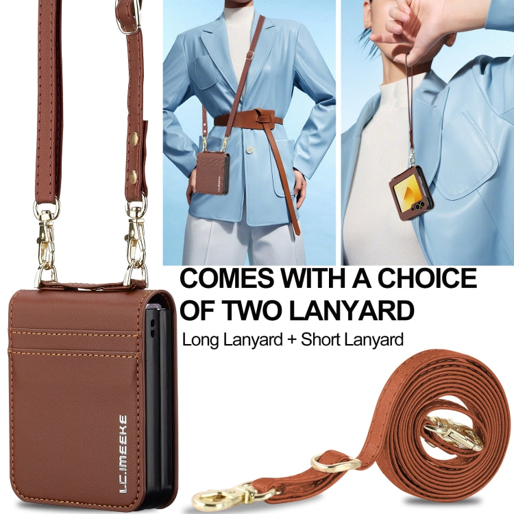 For Samsung Galaxy Z Flip5 LC.IMEEKE L1 Series Frosted Fine Texture PU Phone Case with Lanyard