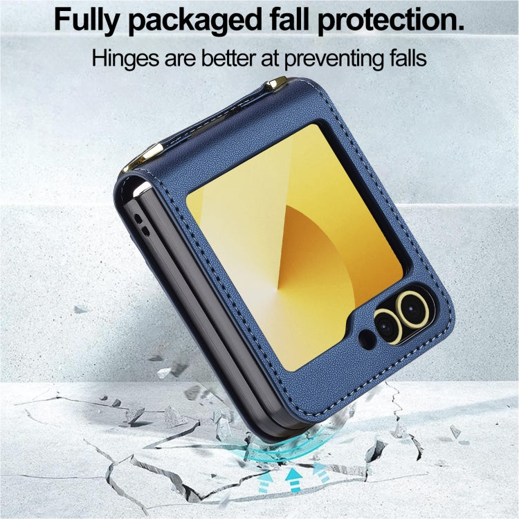 For Samsung Galaxy Z Flip5 LC.IMEEKE L1 Series Frosted Fine Texture PU Phone Case with Lanyard