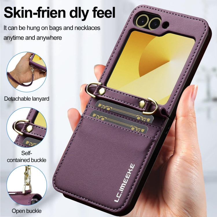 For Samsung Galaxy Z Flip5 LC.IMEEKE L1 Series Frosted Fine Texture PU Phone Case with Lanyard