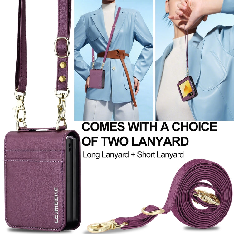 For Samsung Galaxy Z Flip5 LC.IMEEKE L1 Series Frosted Fine Texture PU Phone Case with Lanyard