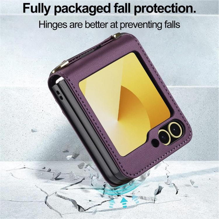 For Samsung Galaxy Z Flip5 LC.IMEEKE L1 Series Frosted Fine Texture PU Phone Case with Lanyard