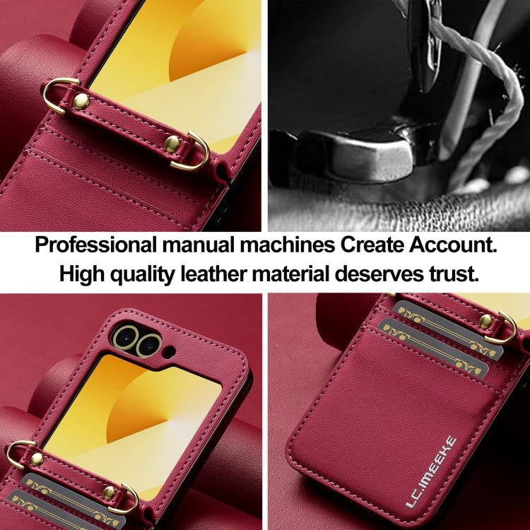 For Samsung Galaxy Z Flip5 LC.IMEEKE L1 Series Frosted Fine Texture PU Phone Case with Lanyard