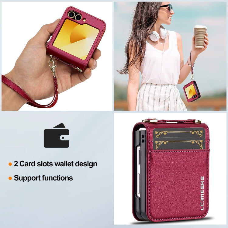 For Samsung Galaxy Z Flip5 LC.IMEEKE L1 Series Frosted Fine Texture PU Phone Case with Lanyard