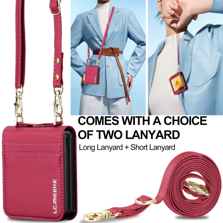 For Samsung Galaxy Z Flip5 LC.IMEEKE L1 Series Frosted Fine Texture PU Phone Case with Lanyard