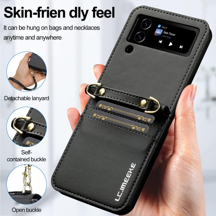 For Samsung Galaxy Z Flip3 5G LC.IMEEKE L1 Series Frosted Fine Texture PU Phone Case with Lanyard