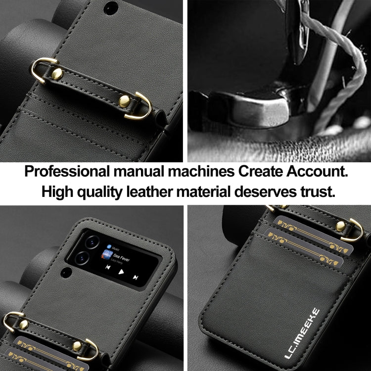 For Samsung Galaxy Z Flip3 5G LC.IMEEKE L1 Series Frosted Fine Texture PU Phone Case with Lanyard