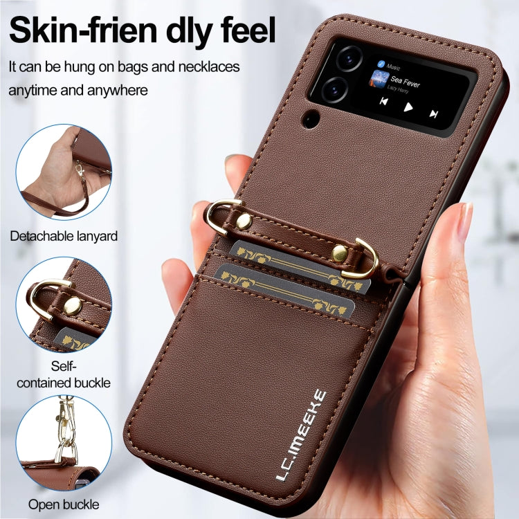 For Samsung Galaxy Z Flip3 5G LC.IMEEKE L1 Series Frosted Fine Texture PU Phone Case with Lanyard